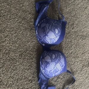 Blue Full-Coverage Bra with Molded Cups
